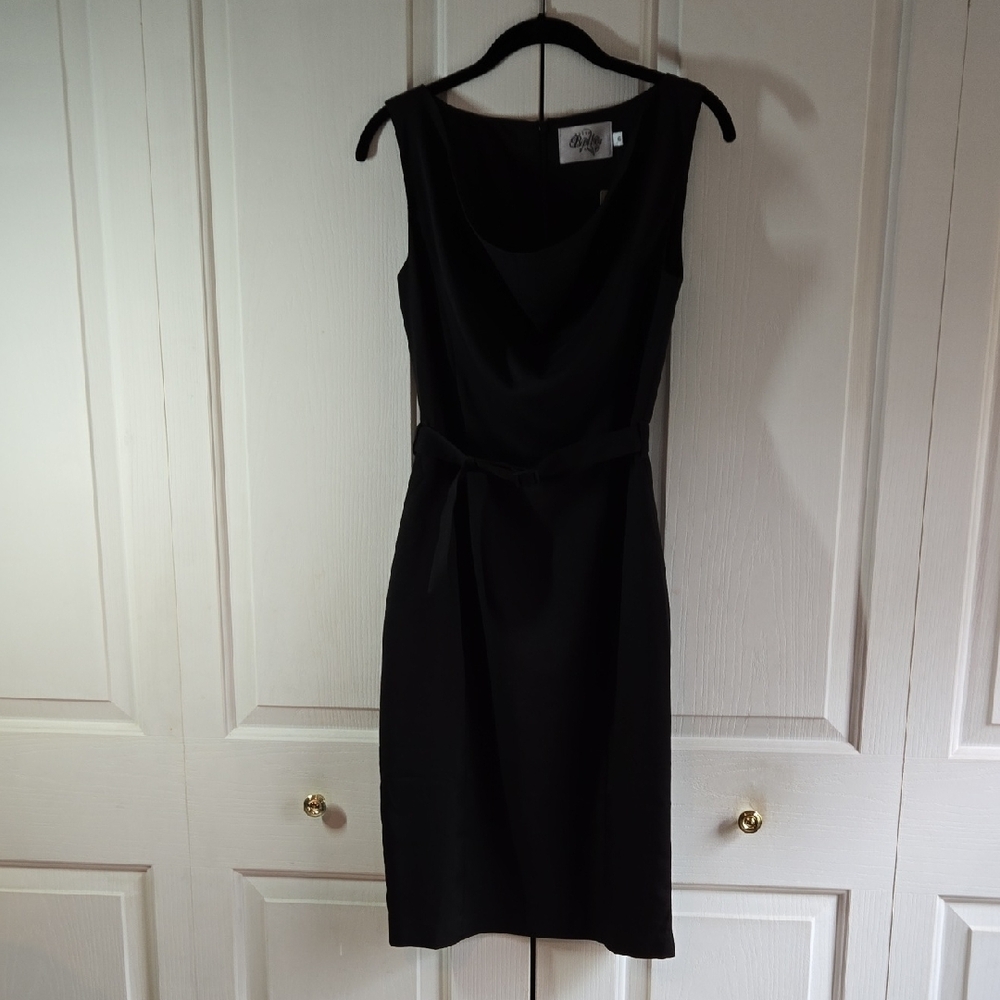 Ruby Belle Black Sheath Dress Scoop Neck Midi